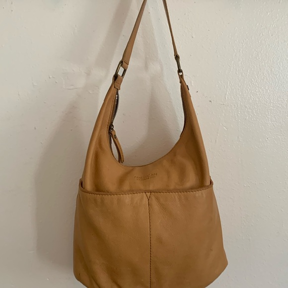 American leather beige color real leather bag two front pockets beautiful - Picture 1 of 8